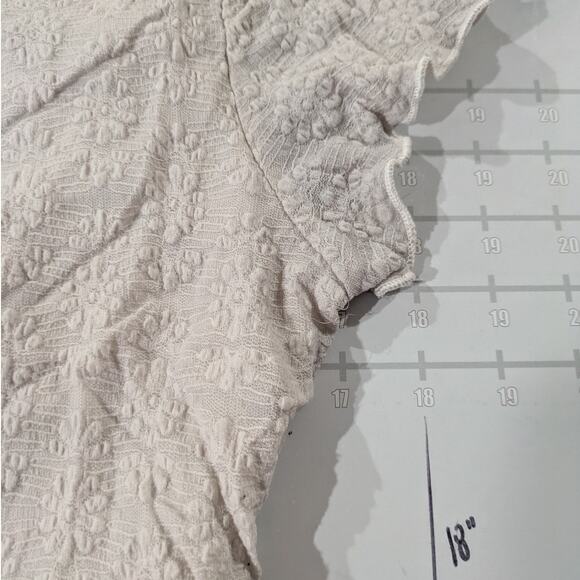 Atelier By Kirious Crop Top Womens L White Floral Short Sleeve Summer Vacation - Picture 7 of 8